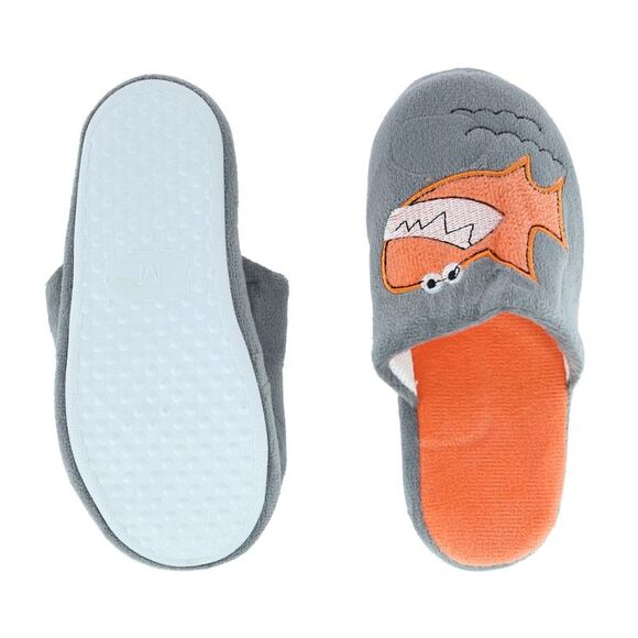 CTM Boy's Slide House Slippers with Shark Detail - Picture 3 of 3